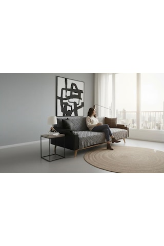 Jakarlı Koltuk Örtüsü 170x220 Cm/ Kaymaz, Şık, Dayanıklı Açık gri