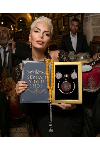 Özel Tasarım Kitap Kutulu Kadın Bakır Takı Seti Ve Tesbih Kombini - Kolye Küpe Bileklik Yüzük 5 Parça Otantik Şık Hediyelik - Doğum Günü Yıl Dönümü Anneler Günü Kadınlara Özel Gösterişli Hediye - N-00032