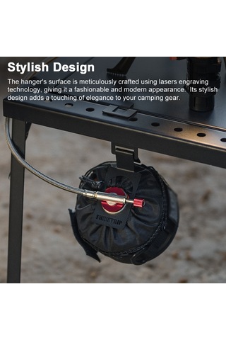 Geeksen Stainless Steel Outdoor Gas Tank Hanger - Black Detachable Secure Hook For Camping Picnic Igt Table 1-25mm Gap Siyah