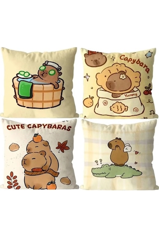 Zyzqstore Sevimli Capybara Karikatür Yastık, Kawaii Çok Renkli Yastıklar, Atmak Kare Yastıklar, Bebek Erkek Kız Çocuklar İçin Çok Renkli