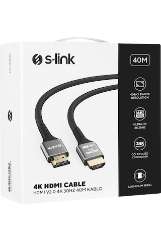 S-lınk Slx-hd4k40 19+1 40 Metre V2.0 4k 30hz Metal Hdmı Kablo