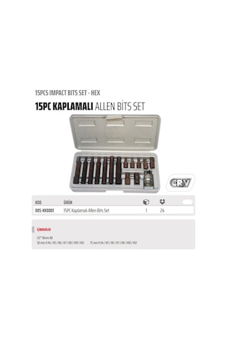 Rico 005-kk0001 15 Parça Kaplamalı Hex Alyan Bits Seti Takımı