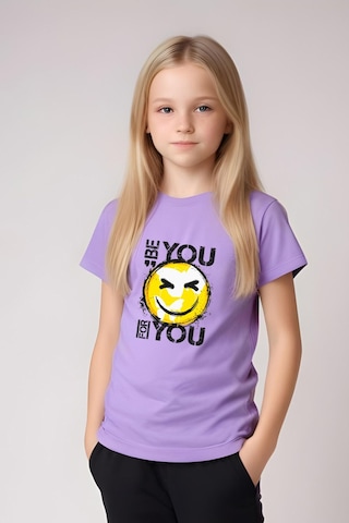 Be You Emoji Baskılı Kız Çocuk Tişört Ve Eşofman Alt-üst Takım Lila