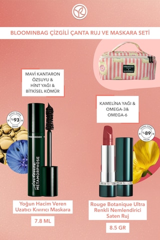 Yves Rocher Bloominbag Çizgili Çanta Ruj Ve Maskara Seti- Ruj- Nude Kiraz Çiçeği 3.5 Gr & Maskara 7.8ml