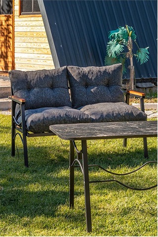 Btkconsept Tarz Model 2+1+1 Masa Bahçe Balkon Takımı Antrasit Gri