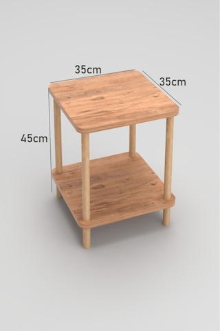 35x35 Cm Kare İki Katlı Ahşap Komodin Çok Amaçlı Sehpa Yatak Odası Baza Yanı Ayak Yükseklik 45 Cm - Atlantik Çam