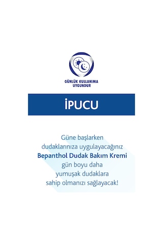 Bepanthol Dudak Bakım Kremi Kuru ve Çatlamış Dudaklar İçin Günlük Nemlendirme 7.5 ML