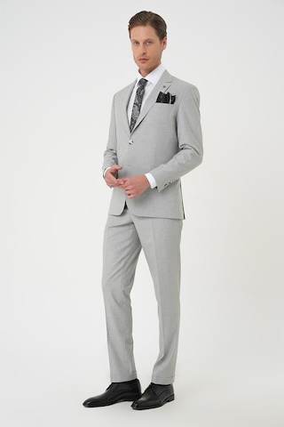 Efor Slim Fit Çift Yırtmaç Dokulu Esnek Klasik Gri Takım Elbise Tk 915 Gri