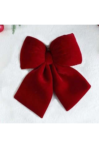 Folinda Noel Dekorasyonu: Bordo Kadife Bowknot, Ağaç Ve Duvar Süsü, 3 Boyut Seçeneği - 1 Adet