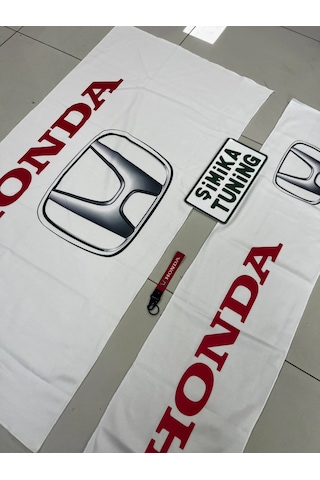 Beyaz Honda Super Set+havlu Set Servıs Kılıf Yastık Kemer Torpido Ve Sırt Havlu+anahtarlık