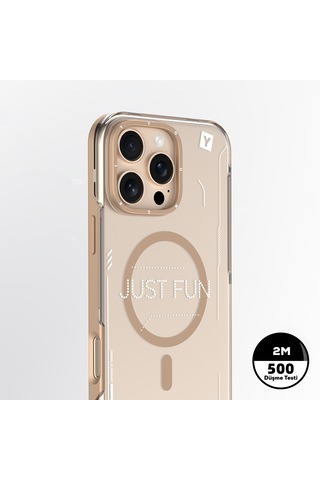 Apple Uyumlu iPhone 16 Pro Max Kılıf Magsafe Çıkarılabilir Arka Yüzeyli Youngkit Mecha Kapak Desert Gold