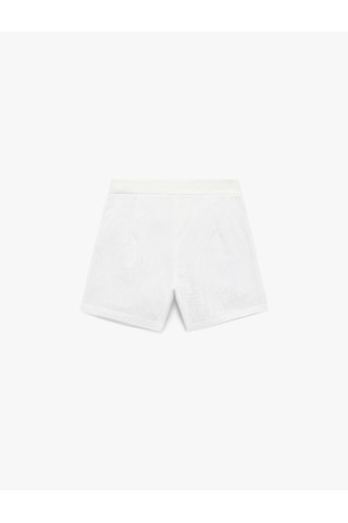 Koton Viskon Karışımlı Cepli Basic Şort Beyaz Desenli 5skg40006ew Beyaz Desenli Beyaz