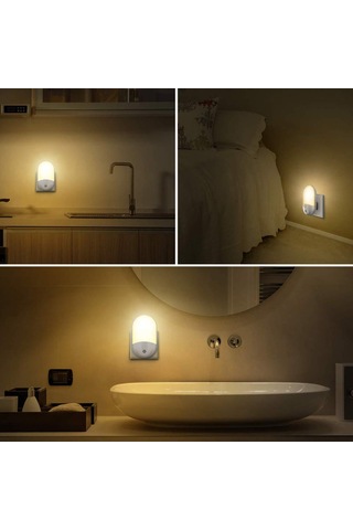 Geeksen Otomatik Gece Aydınlatıcı Led, Işık Kontrollü, Yumuşak Işık, Yatak Odası-bebek Odası Uyumlu, Beyaz Beyaz