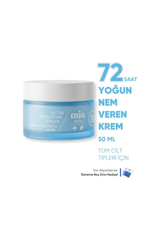 Mia Klinika 72 Saat Etkili Su Bazlı Yoğun Nemlendirici Yüz Kremi 50 ML
