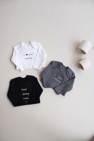 3lü Nakışlı Çıt Çıtlı Uzun Kollu Body Zıbın Set Model 7 Siyah