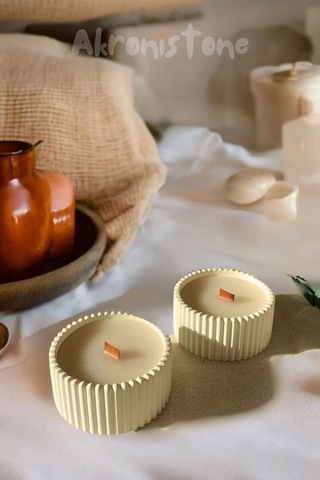 Kase İçinde 2'li Sandal Ağacı Kokulu Mum Set Çok Renkli