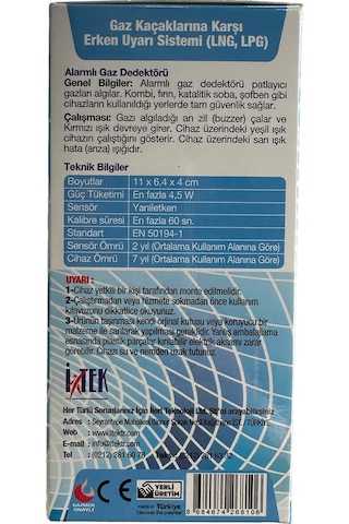 Doğalgaz Alarm Cihazı Nys-3 Model Gaz Dedektörü, Garantili Itek