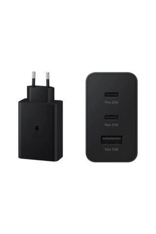 65w Pd Üçlü Hızlı Şarj Adaptörü - Super Fast Charging Destekli, 2x Type-c 1x Usb-a 3 Portlu Şarj Başlığı Siyah