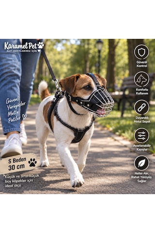 Orta Irk Metal Deri Köpek Ağızlığı 28 Cm Siyah