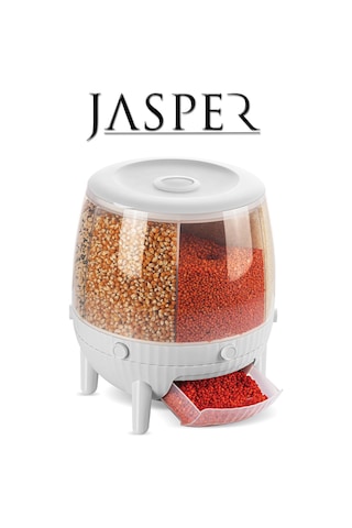 Jasper 360° Dönebilen 6 Bölmeli Kuru Gıda ve Bakliyat Organizeri