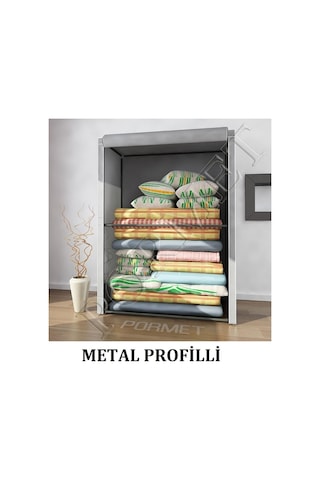 Beyazpazar Bez Dolap Yorgan Hurcu Metal Profilli Yorgan Hurcu Portatif Bez D (400097824) Gri
