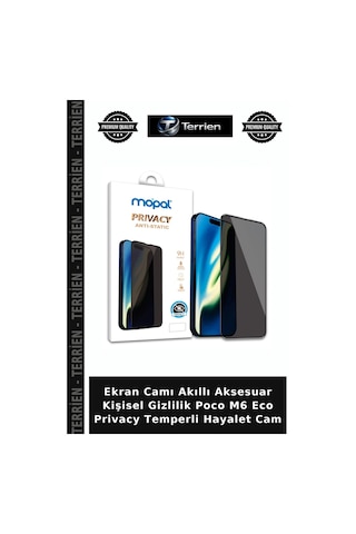 Ekran Camı Akıllı Aksesuar Kişisel Gizlilik Poco M6 Eco Privacy Temperli Hayalet Cam