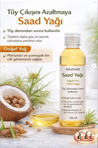 Tüy Azaltıcı Ve Tüy Önleme Saad Yağı Ağı Saad Yağı 125 Ml