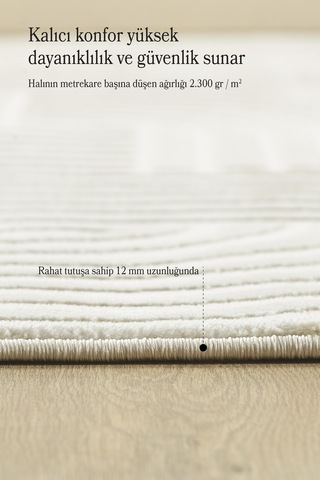 Modern Halı Salon Halısı Oturma Odası Halısı Yolluk Krem Halı Hav Toz Vermez Kolay Temizlenebilir Krem