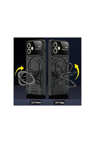 Newface - 758 - iPhone Uyumlu 11 Kılıf Joy Lens Standlı Kapak - Csmo-tex - - Mor