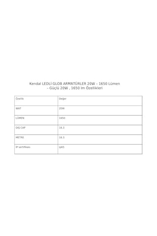 Kendal Kdl643 Ledli Glob Armatürler 20w 1650 Lümen Güçlü 20w -gün Işığı Beyaz