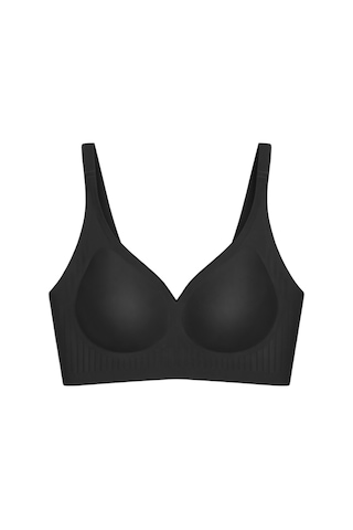 Cottonhill Seamless Bra - Slight Siyah Lazer Kesim Dikişsiz Dilim Detaylı Balensiz Kadın Sütyen Siyah