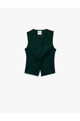 Koton Bisiklet Yaka Düğmeli Blazer Yelek Yeşil 6wak20040pw Yeşil