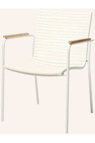 Cinas Mood Classic Bahçe Sandalyesi Teak Kollu Alüminyum Gövde Beyaz 60x56x84 Cm