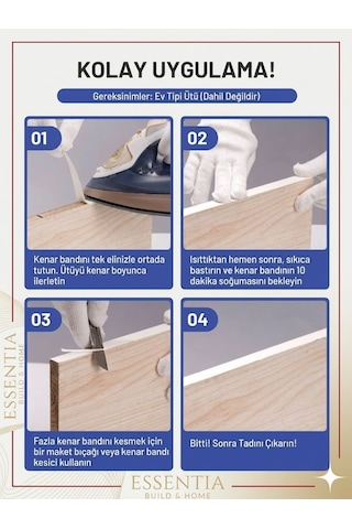 Mobilya Kenar Bant 20 Mm X 10 Metre Parlak Beyaz Ütü Bantı Melamin Kenar Bandı