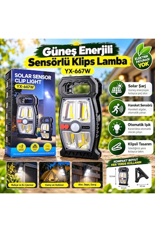 Yx-667w Güneş Enerjili Solar Lamba 1200 Lümen 2400mah Hareket Se