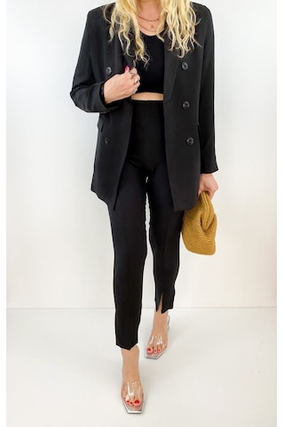 Modaonna Kadın Siyah Oversize Blazer Ceket Siyah