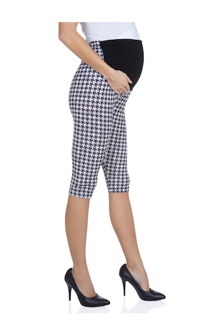 Luvmabelly Maternity 8022 - Pamuklu Göbek Aztek Destekli Desenli Kapri Hamile Tayt-çok Renkli