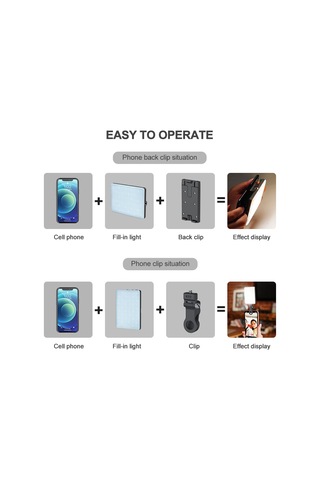 Yunboo Cl-v11r Taşınabilir Rgb Led Fotoğraf Aydınlatma Lambası, 5w Çift Renk Sıcaklığı, 24 Işık Efekti, Usb Şarj, Dahili Pil Siyah