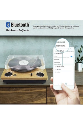 Record Master Tt249 Retro Pikap Bluetooth + Mp3 K
