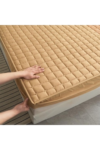 Novahub 3 Adet Mor 150x200cm Pamuklu Yumuşak Yatak Örtüsü + 2 Adet Yastık Kılıfı Elastik Kaymaz Levha Yatak Örtüsü Seti Mor