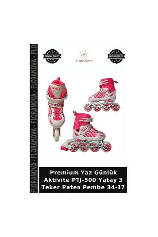 Premium Yaz Günlük Aktivite Ptj-500 Yatay 3 Teker Paten Pembe 34-37