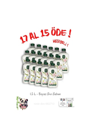 Doğal Zeytinyağlı Sıvı Beyaz Sabun 1.5 L 17 Al 15 Öde Ve Rosie Hediye