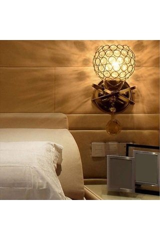 Fortunelane Altın Kristal Duvar Lambası - Yatak/aile/aşçı Odası, E27 Metal-kristal, Gümüşlü, Kaynak Hariç Gümüş