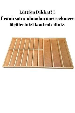 80x45 Cm Kaşıklık Doğal Ahşap Kaşıklık Ve Servis Gereçleri Düzenleyici Çekmece İçi Organizer