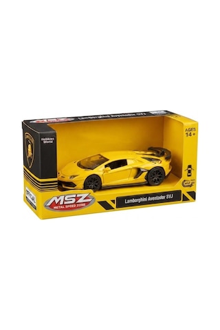 Hobbiez Lisanslı Lamborghini Aventador Kapıları Açılabilir Model Diecast 1.36 Ölçek Metal Model Araç Sarı