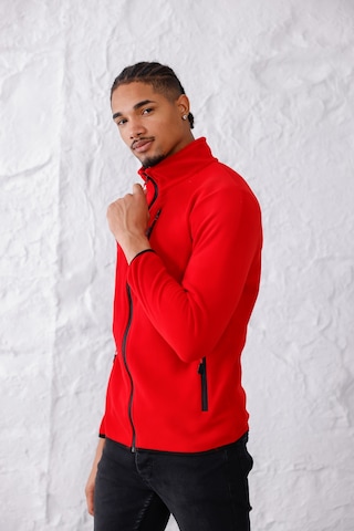 Monox Erkek Biyeli Fermuarlı Spor Polar Ceket Kırmızı