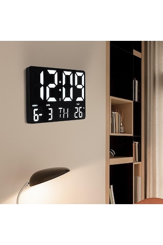 Didadodo Suntek Uzaktan Kumandalı Dijital Led Duvar Saati - Siyah 10 Siyah