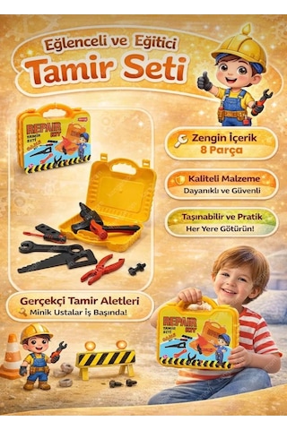 8 Parça Çantalı Tamir Seti Eğitici Ve Eğlenceli Çocuk Tamir Çantası İle Minik Ustalar İş Başında