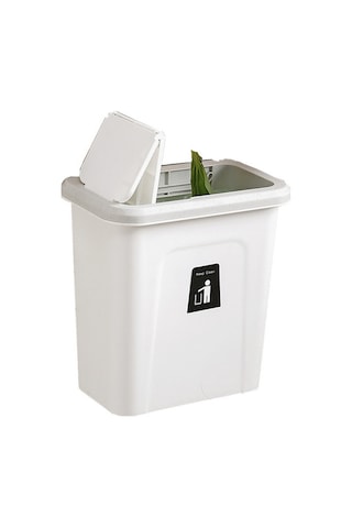 Sones Mutfak Kare Sınıflandırılmış Duvara Monteli Asılı Plastik Sıhhi Çöp Kutusu, Stil: İtmeli Tip Kapak Gri