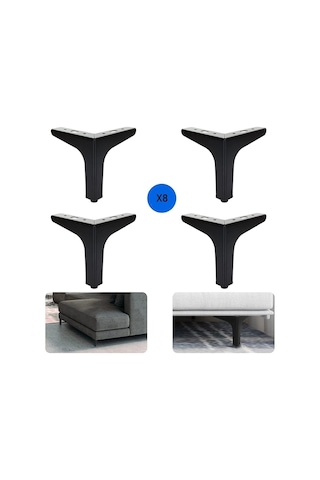 12 Cm Modern Siyah Metal Mobilya, Dolap, Koltuk, Tv Ünitesi Ayakları 8 Adet -robot Süpürgeye Uygun Beyaz